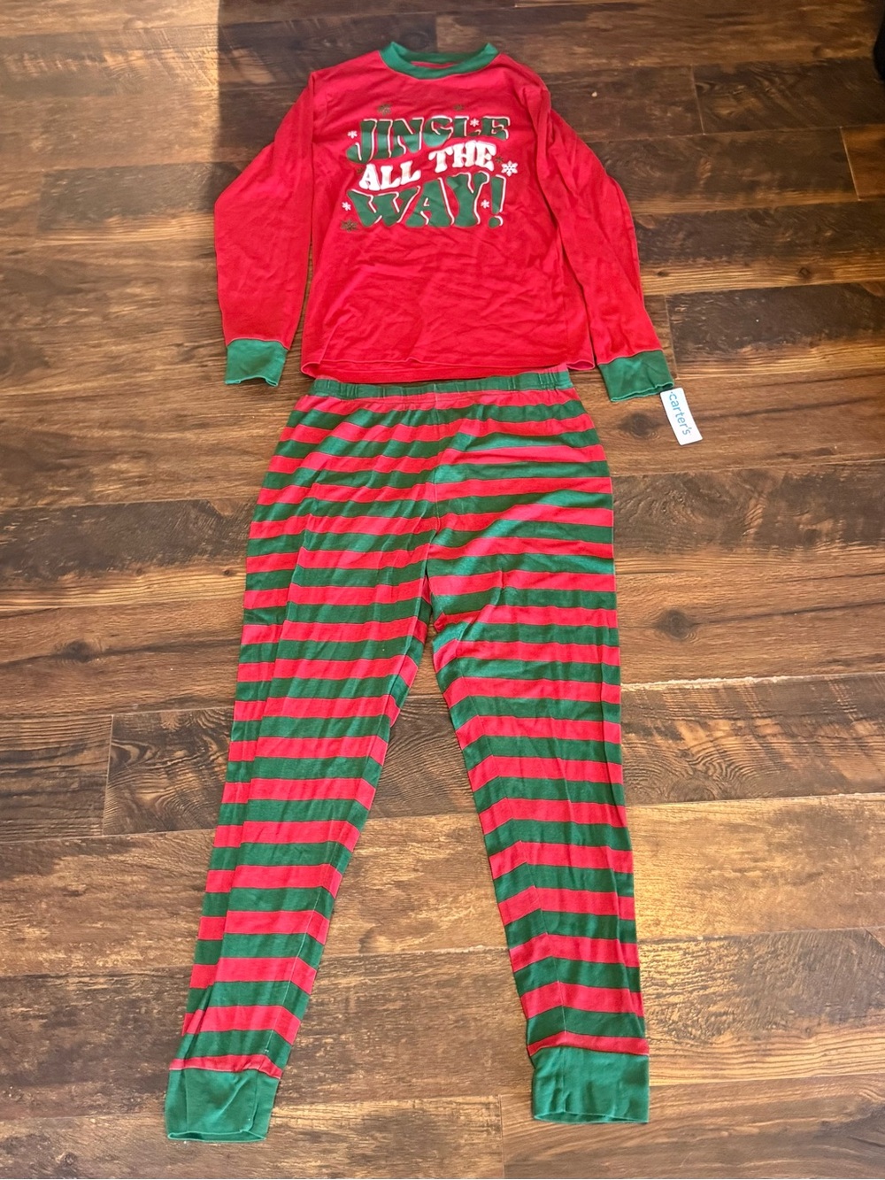 Carter's Adult M 2-Piece Christmas Pajama Set Striped Long Sleeve NWT MSRP $48